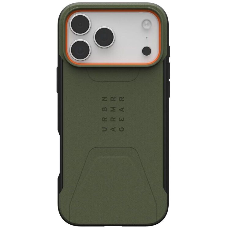 Защитный чехол URBAN ARMOR GEAR (UAG) Civilian MagSafe для iPhone 17 Pro Max (114546117297) - Olive / Orange: фото 1 из 11
