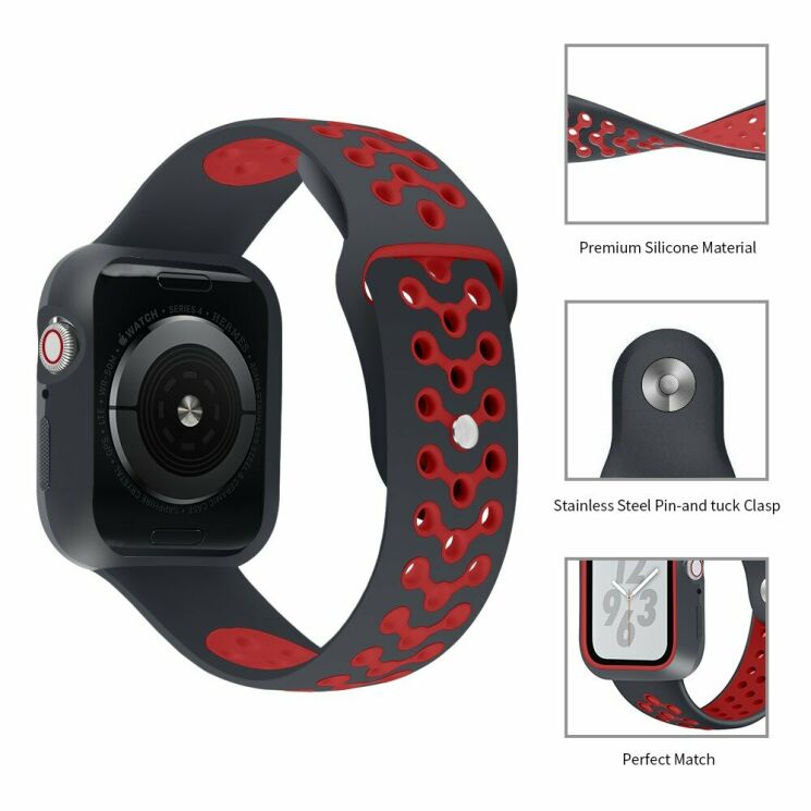 Ремешок Deexe Dot Color для Apple Watch 42 (Series 10) / 41 / 40 / SE 40 / 38 - Black / Red: фото 3 из 6