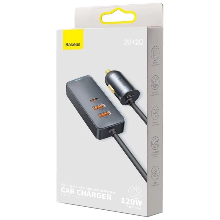 Автомобильное зарядное устройство Baseus Share Together PPS Fast Charging 2USB + 2Type-C (120W) CCBT-A0G - Grey: фото 5 из 27