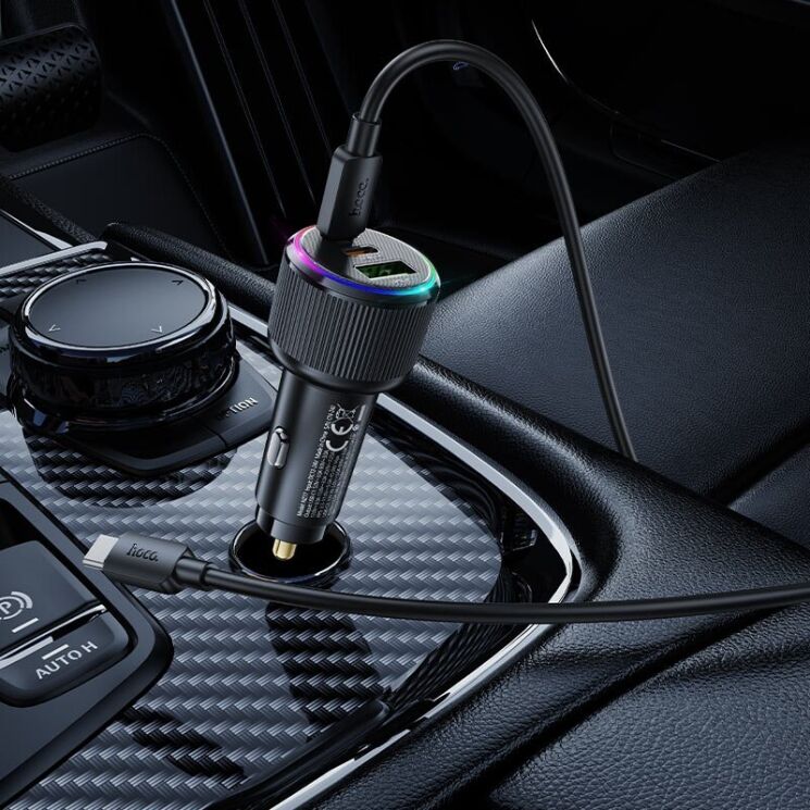 Автомобильное зарядное устройство Hoco NZ17 45W (USB + 2Type-C) + кабель Type-C to Type-C - Black: фото 8 из 9