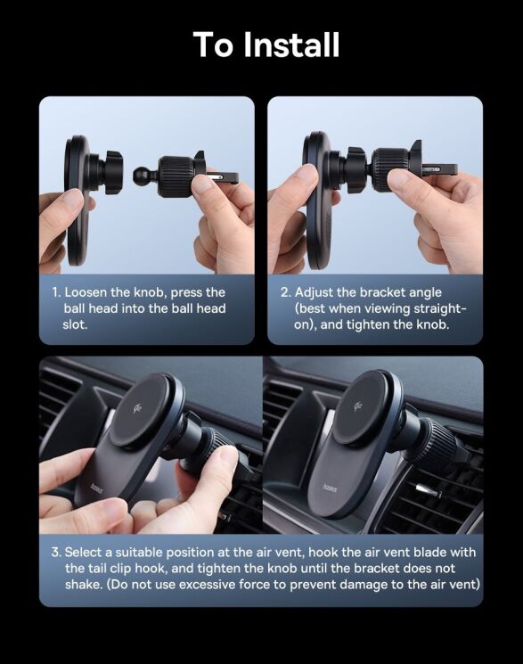 Автомобильный держатель с функцией беспроводной зарядки Baseus PrimeTrip VC2 Pro (C0013N00) - Black: фото 14 из 18