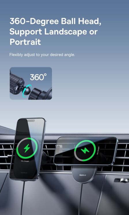 Автомобильный держатель с функцией беспроводной зарядки Baseus PrimeTrip VC2 Pro (C0013N00) - Black: фото 10 из 18