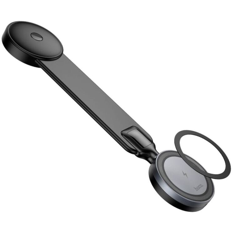 Автомобильный держатель с функцией беспроводной зарядки Hoco HW29 Magnetic Ring Wireless (15W) - Black / Gray: фото 3 из 7