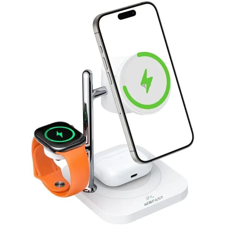 Беспроводное зарядное устройство ACEFAST 4 in 1 Qi2 (25W) - White: фото 2 из 8