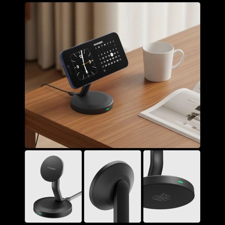 Бездротовий зарядний пристрій Spigen EF151MS Essential Magnetic 15W (ACH10441) - Black: фото 7 з 8