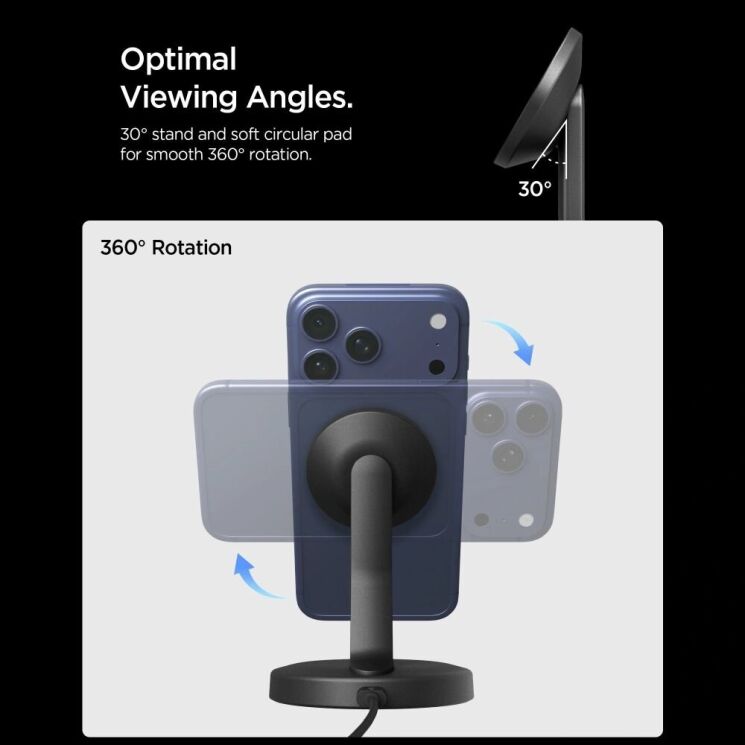 Бездротовий зарядний пристрій Spigen EF151MS Essential Magnetic 15W (ACH10441) - Black: фото 6 з 8
