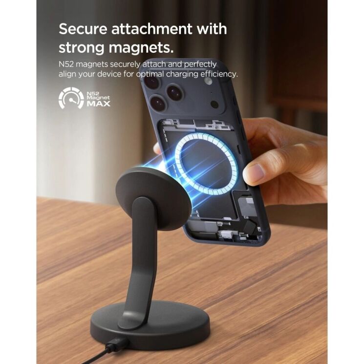 Бездротовий зарядний пристрій Spigen EF151MS Essential Magnetic 15W (ACH10441) - Black: фото 5 з 8