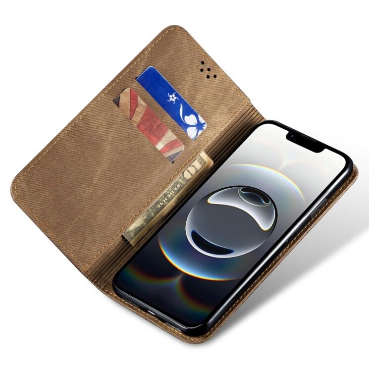 Чехол Deexe Jeans Style для Apple iPhone 16e - Khaki: фото 2 из 7