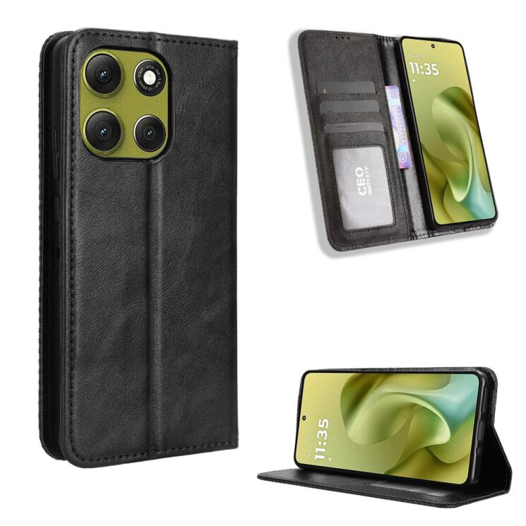 Чехол Deexe Retro Style для Motorola Moto G86 Power - Black: фото 1 из 15