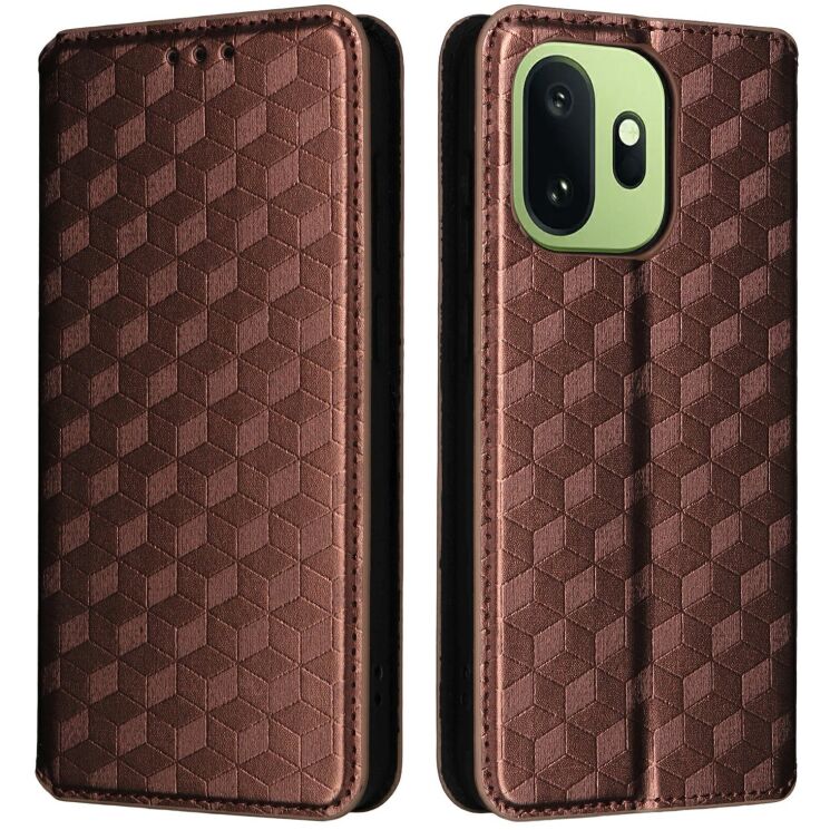 Чохол Deexe Rhombus Book для OnePlus 15T - Brown: фото 1 з 7