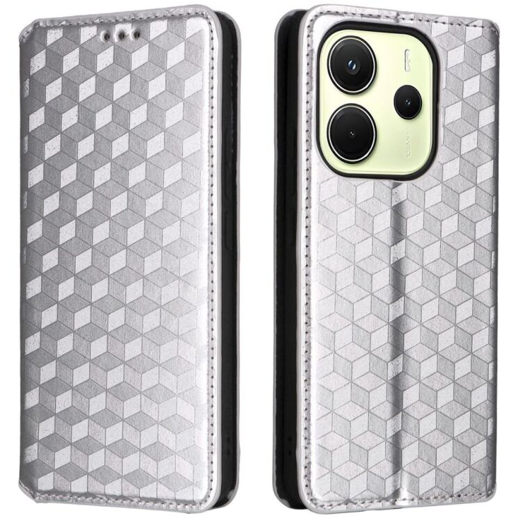 Чохол Deexe Rhombus Book для Xiaomi Redmi Note 14 4G - Silver: фото 1 з 6
