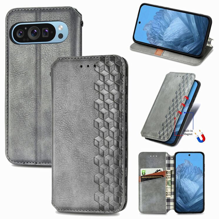 Чохол Deexe Rhombus Wallet для Google Pixel 11 / 11 Pro - Grey: фото 4 з 10