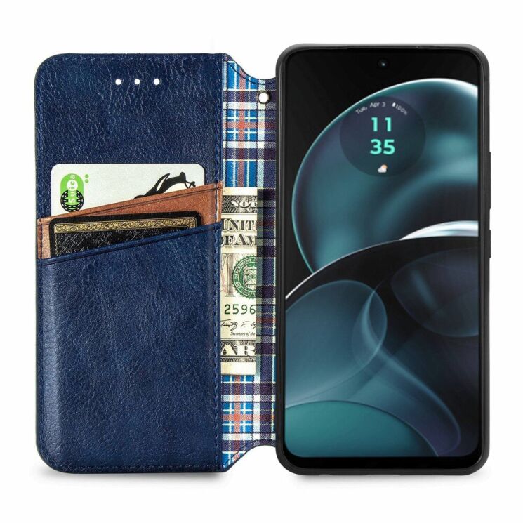 Чехол Deexe Rhombus Wallet для Motorola Moto G14 - Blue: фото 2 из 6