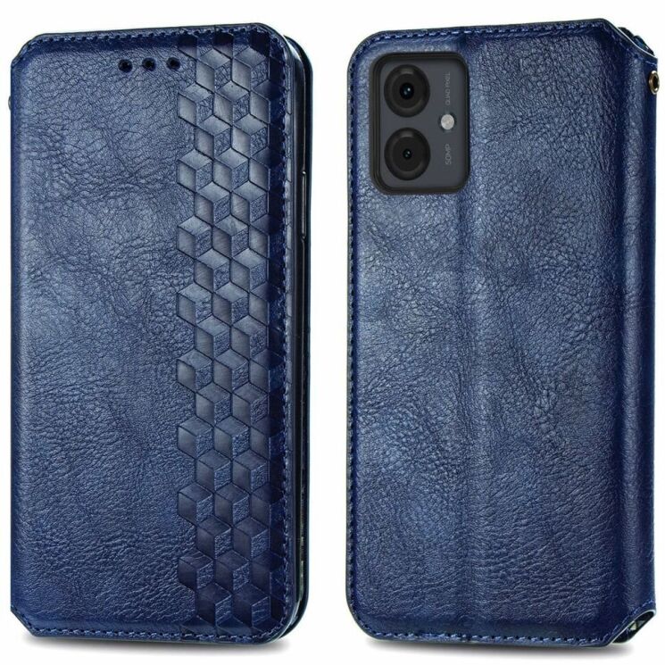 Чехол Deexe Rhombus Wallet для Motorola Moto G14 - Blue: фото 1 из 6