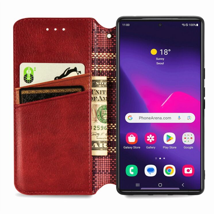 Чохол Deexe Rhombus Wallet для Samsung Galaxy S26 Ultra (S948) - Red: фото 2 з 6