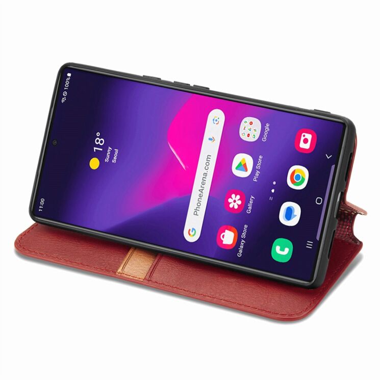 Чохол Deexe Rhombus Wallet для Samsung Galaxy S26 Ultra (S948) - Red: фото 3 з 6