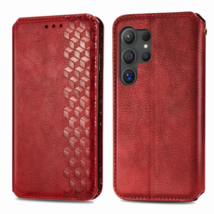 Чохол Deexe Rhombus Wallet для Samsung Galaxy S26 Ultra (S948) - Red: фото 1 з 6
