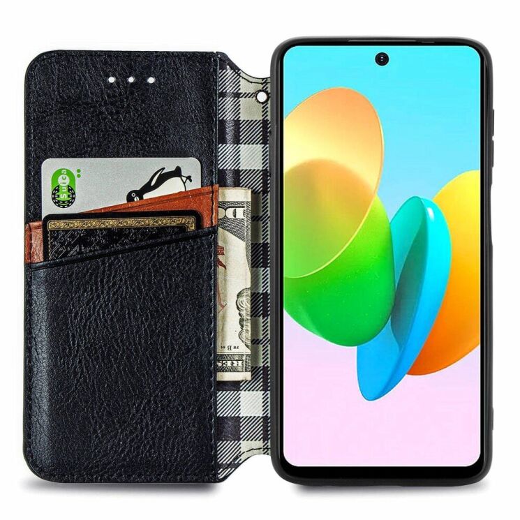 Чехол Deexe Rhombus Wallet для TECNO Spark 20C - Black: фото 2 из 6