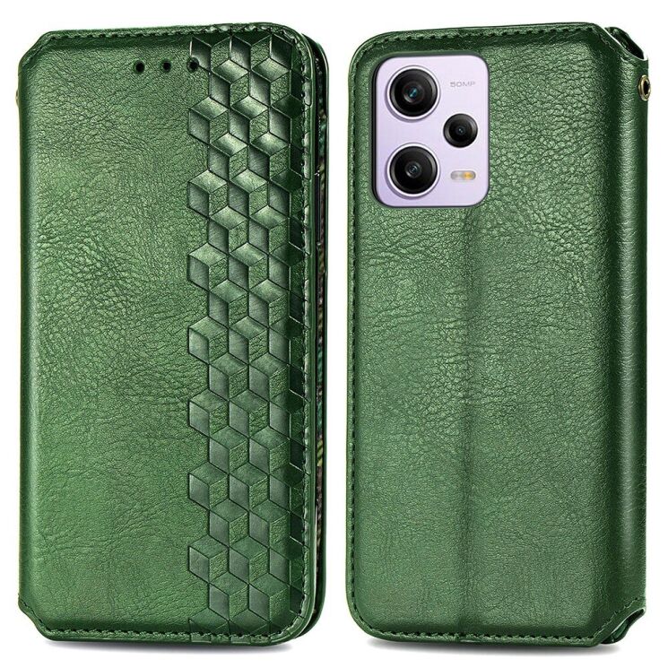 Чехол Deexe Rhombus Wallet для Xiaomi Poco X5 Pro / Redmi Note 12 Pro 5G - Green: фото 1 из 6