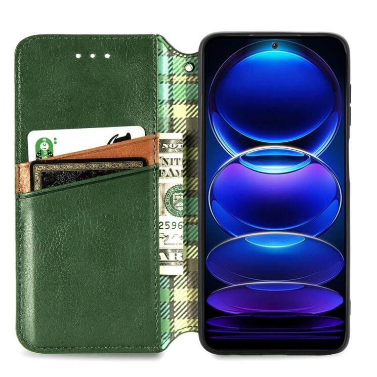 Чехол Deexe Rhombus Wallet для Xiaomi Poco X5 Pro / Redmi Note 12 Pro 5G - Green: фото 2 из 6