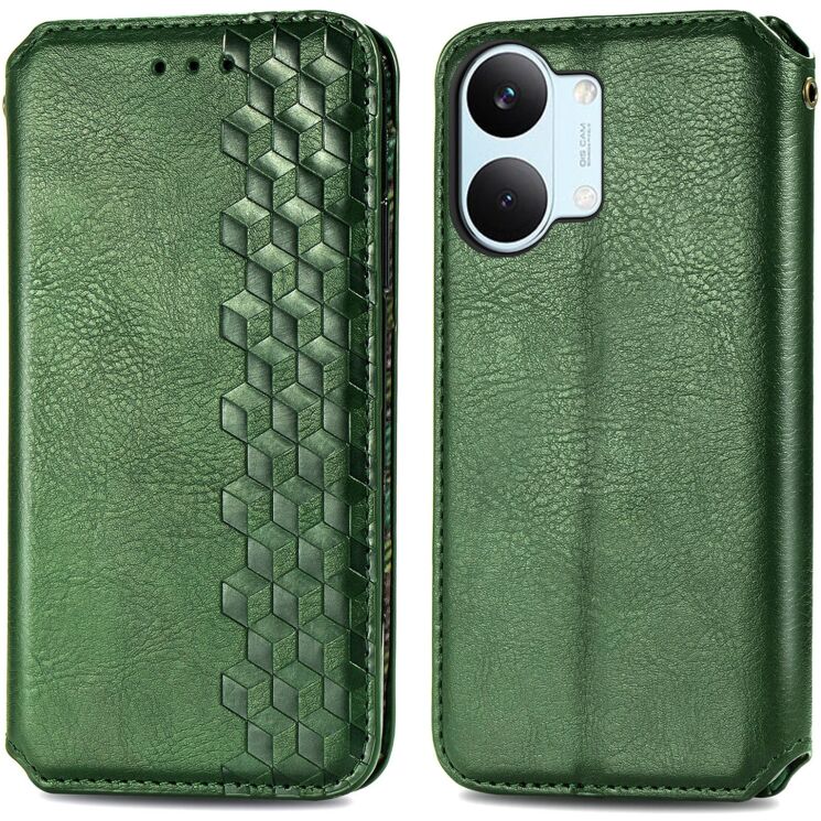 Чехол Deexe Rhombus Wallet для Xiaomi Poco X8 Pro Max - Green: фото 1 из 10