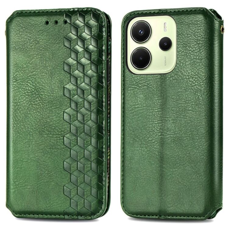 Чехол Deexe Rhombus Wallet для Xiaomi Redmi Note 14 4G - Green: фото 2 из 10