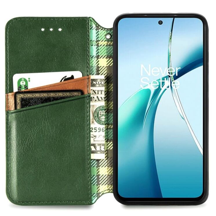 Чехол Deexe Rhombus Wallet для Xiaomi Redmi Note 14 4G - Green: фото 3 из 10