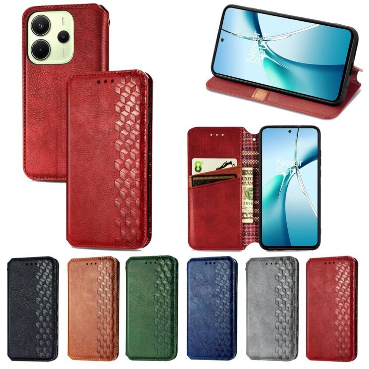 Чехол Deexe Rhombus Wallet для Xiaomi Redmi Note 14 4G - Green: фото 9 из 10
