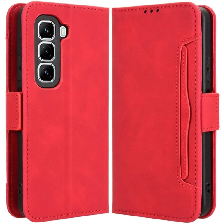 Чехол Deexe Wallet Stand для Infinix Hot 50 Pro - Red: фото 1 из 7