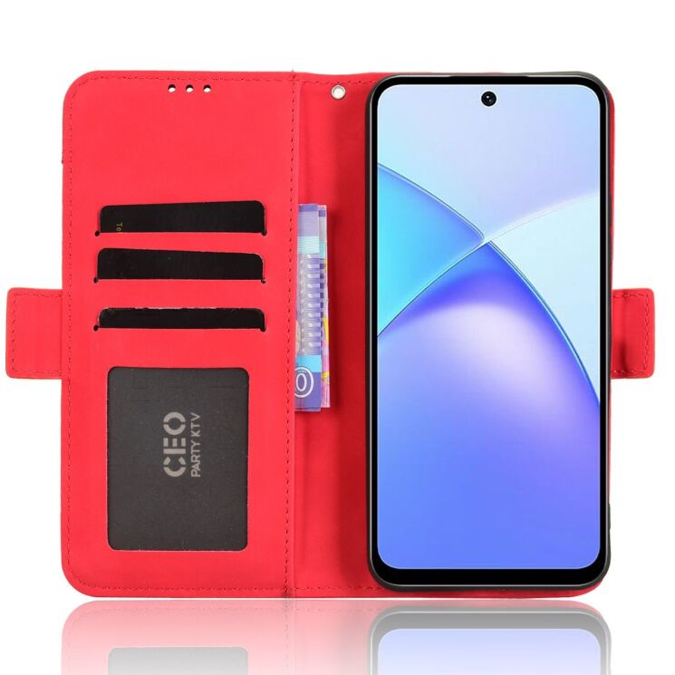 Чохол Deexe Wallet Stand для Infinix Smart 10 - Red: фото 4 з 13