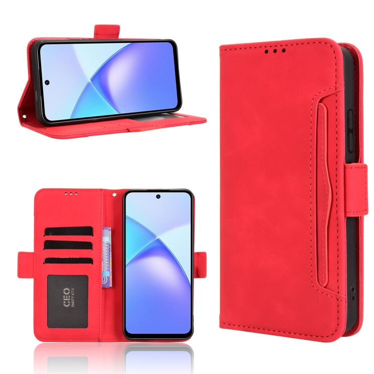 Чохол Deexe Wallet Stand для Infinix Smart 10 - Red: фото 7 з 13