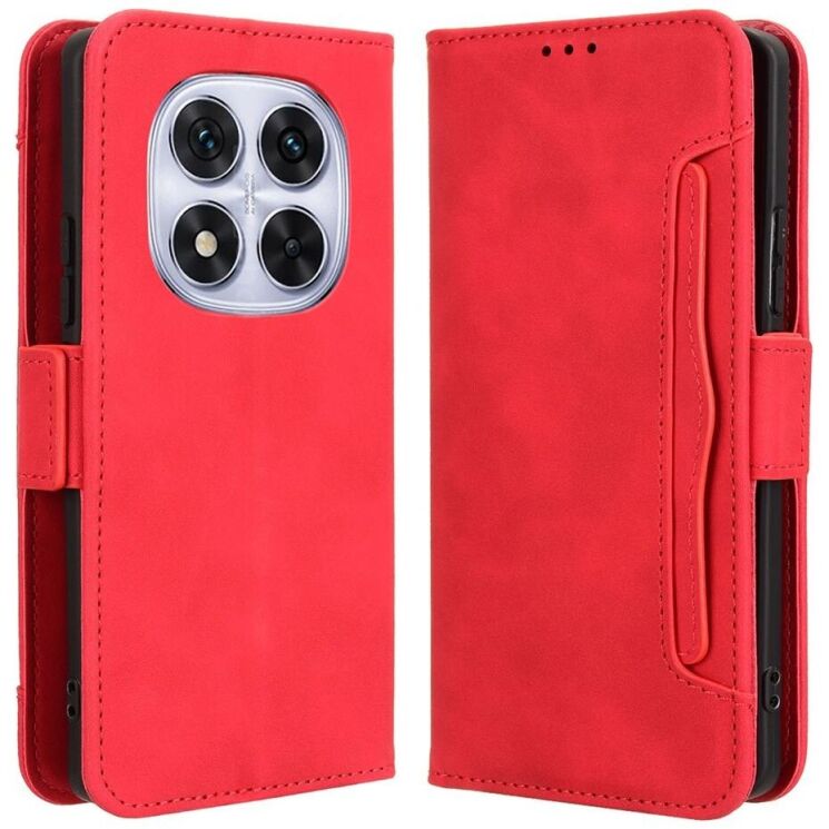Чехол Deexe Wallet Stand для Xiaomi Redmi Note 14 Pro 5G / Note 14 Pro Plus / Poco X7 - Red: фото 1 из 7