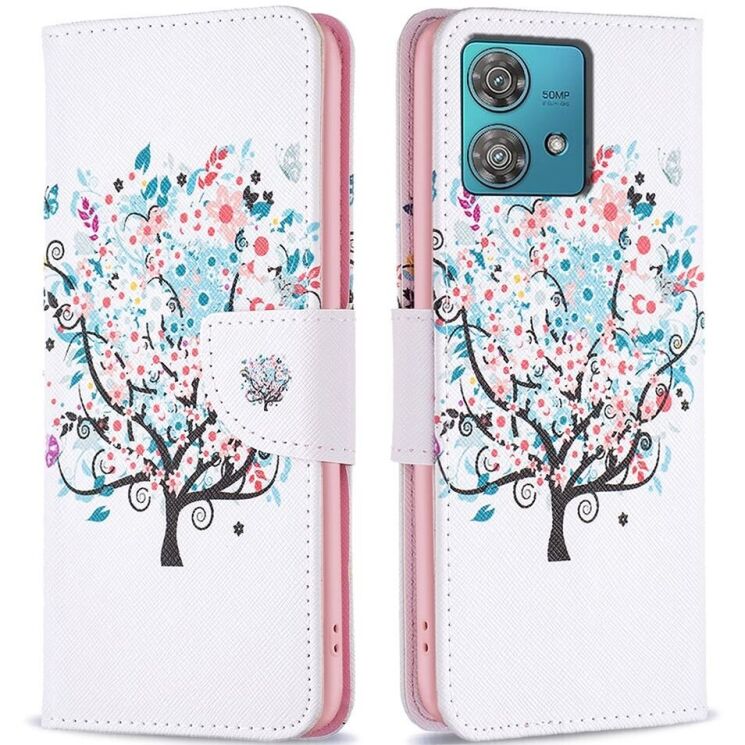 Чехол-книжка Deexe Color Wallet для Motorola Edge 40 Neo - Flower Tree: фото 1 из 7