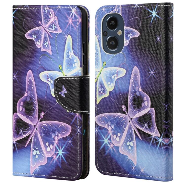 Чехол с рисунком Deexe Color Wallet для OnePlus Nord N20 - Sparkling Butterflies: фото 1 из 5