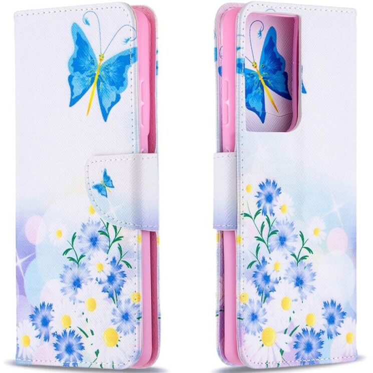 Чехол-книжка Deexe Color Wallet для Samsung Galaxy S21 Ultra (G998) - Butterfly and Flower: фото 2 из 9
