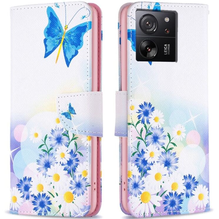 Чехол-книжка Deexe Color Wallet для Xiaomi 13T / 13T Pro - Butterfly and Flowers: фото 1 из 8
