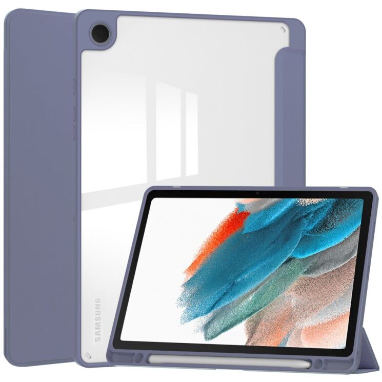 Чехол-книжка Deexe Crystal Back для Samsung Galaxy Tab A9 Plus (X210/216) - Purple: фото 1 из 8