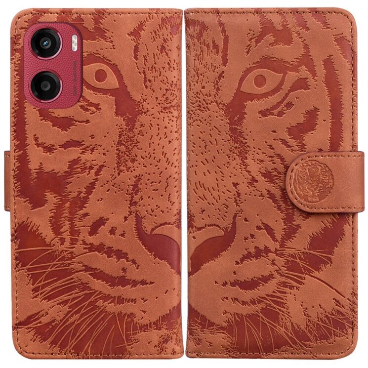 Чохол-книжка Deexe Tiger для Motorola Moto G05 / Moto E15 - Brown: фото 1 з 7