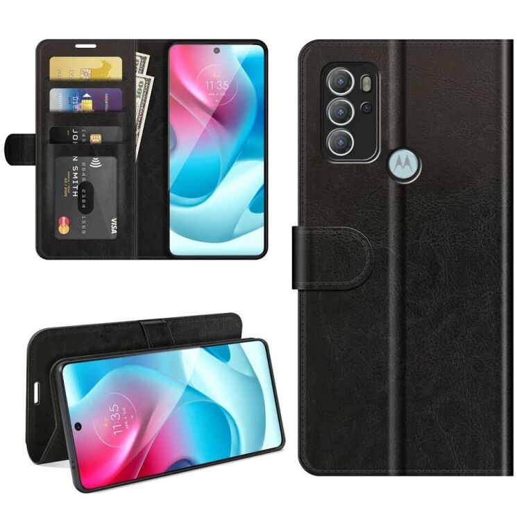 Чехол-книжка Deexe Wallet Style для Motorola Moto G60s - Black: фото 1 из 8