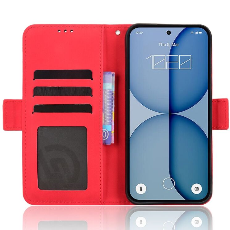 Чохол-книжка з кишеньками Deexe Wallet Stand для Nothing Phone (4a) - Red (411309R) Чохол-книжка з кишеньками Deexe Wallet Stand для Nothing Phone (4a) - Red: фото 5 з 8