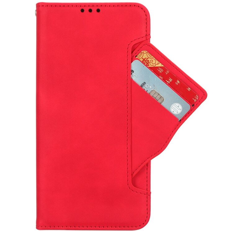 Чехол-книжка с карманами Deexe Wallet Stand для Realme C85 Pro - Red: фото 2 из 15