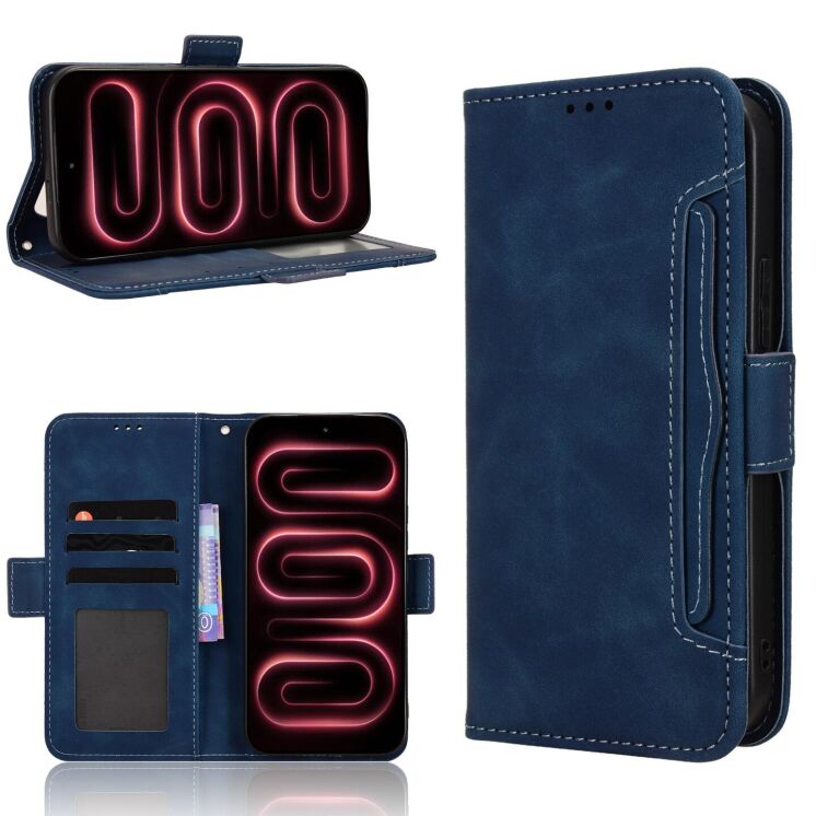 Чехол-книжка с карманами Deexe Wallet Stand для Xiaomi Poco F9 Pro - Blue: фото 8 из 17