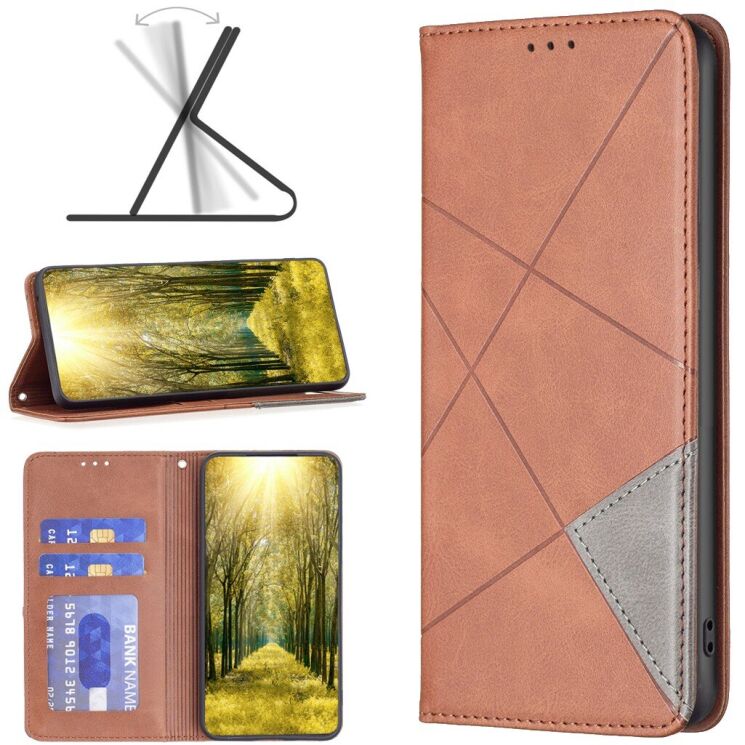 Чехол-книжка с карманами UniCase Geometric Pattern для OPPO Reno 15 F/FS - Brown: фото 4 из 10