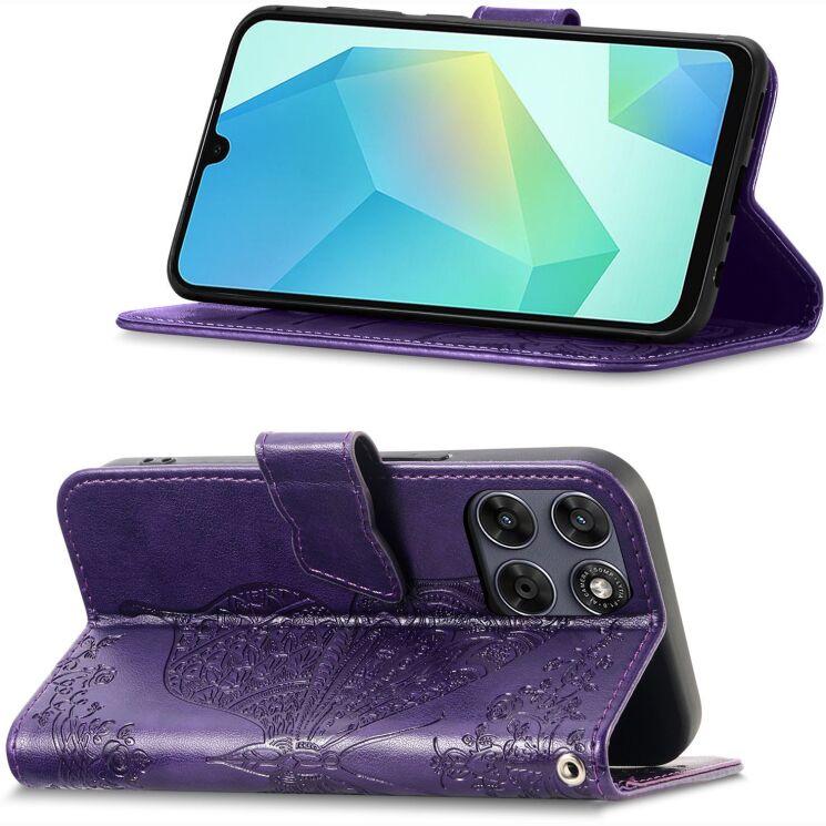 Чохол-книжка з малюнком UniCase Butterfly Pattern для Motorola Edge 70 Fusion - Dark Purple: фото 4 з 8