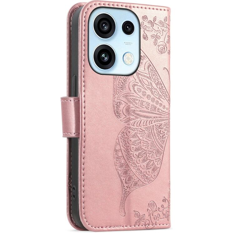 Чехол-книжка с рисунком UniCase Butterfly Pattern для OPPO Reno 16 / 16 Pro - Rose Gold: фото 5 из 14
