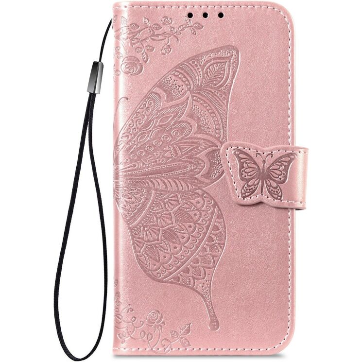 Чехол-книжка с рисунком UniCase Butterfly Pattern для OPPO Reno 16 / 16 Pro - Rose Gold: фото 4 из 14
