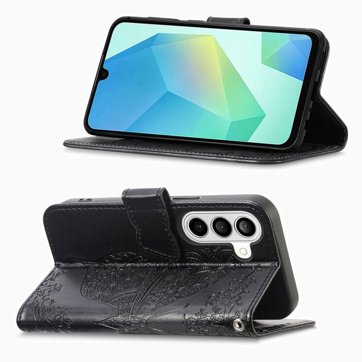 Чехол-книжка с рисунком UniCase Butterfly Pattern для Samsung Galaxy A37 (A376) - Black: фото 3 из 10