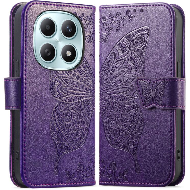 Чехол-книжка с рисунком UniCase Butterfly Pattern для Xiaomi Redmi Note 15 (4G/5G) / Poco M8 5G - Dark Purple: фото 1 из 8