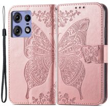 Чехол-книжка UniCase Butterfly Pattern для Motorola Edge 50 Pro - Rose Gold: фото 1 из 8