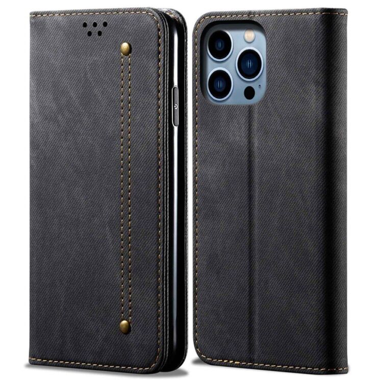 Чехол-книжка UniCase Jeans Wallet для Apple iPhone 14 Pro Max - Black: фото 1 из 6